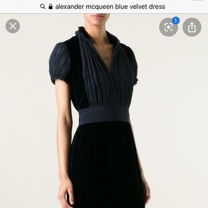 Alexander McQueen Blue Velvet Dress